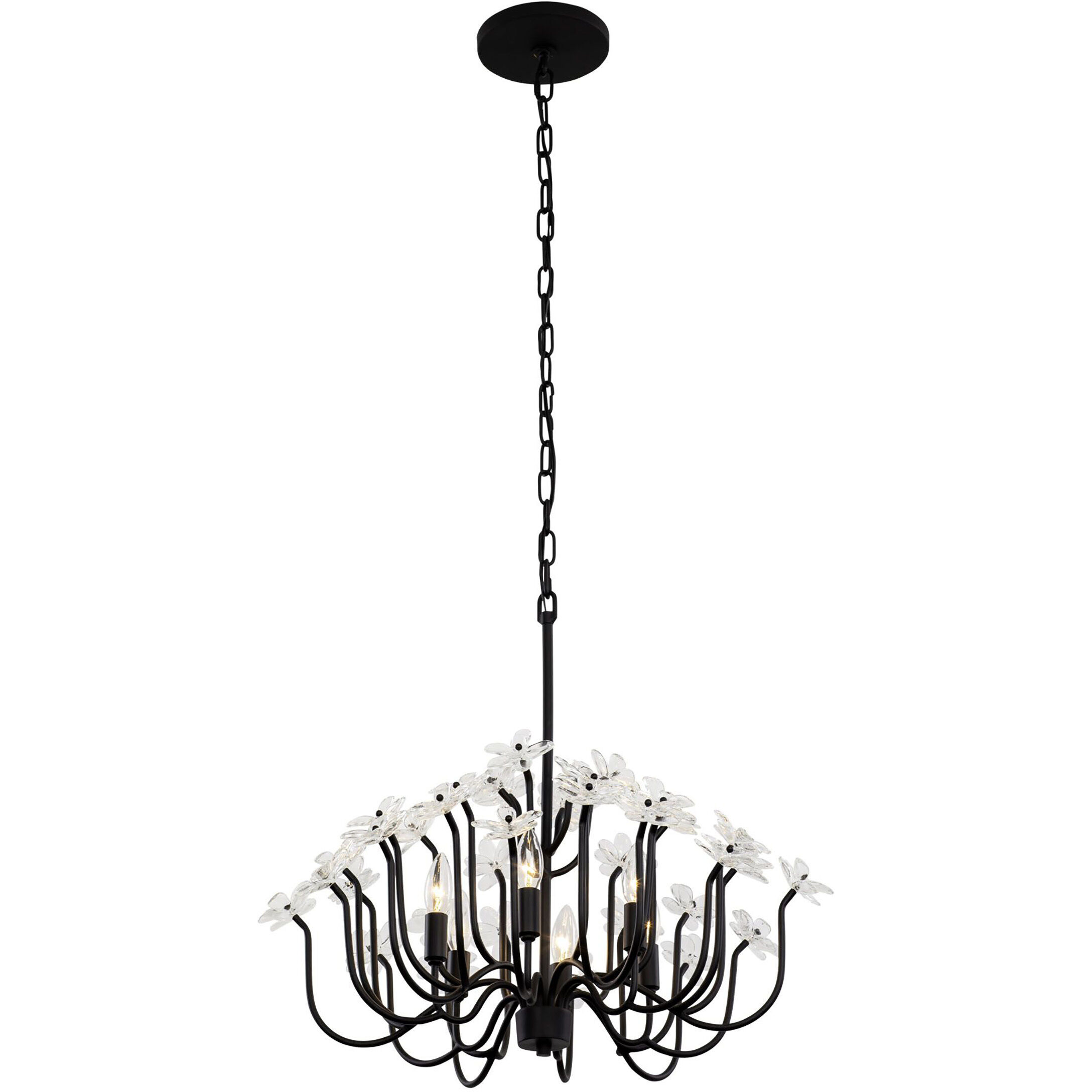 Wildflower 6 Light 26 inch Matte Black Chandelier Ceiling Light, Smithsonian Collaboration