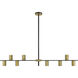 Calumet 8 Light 56 inch Matte Black and Olde Brass Linear Chandelier Ceiling Light