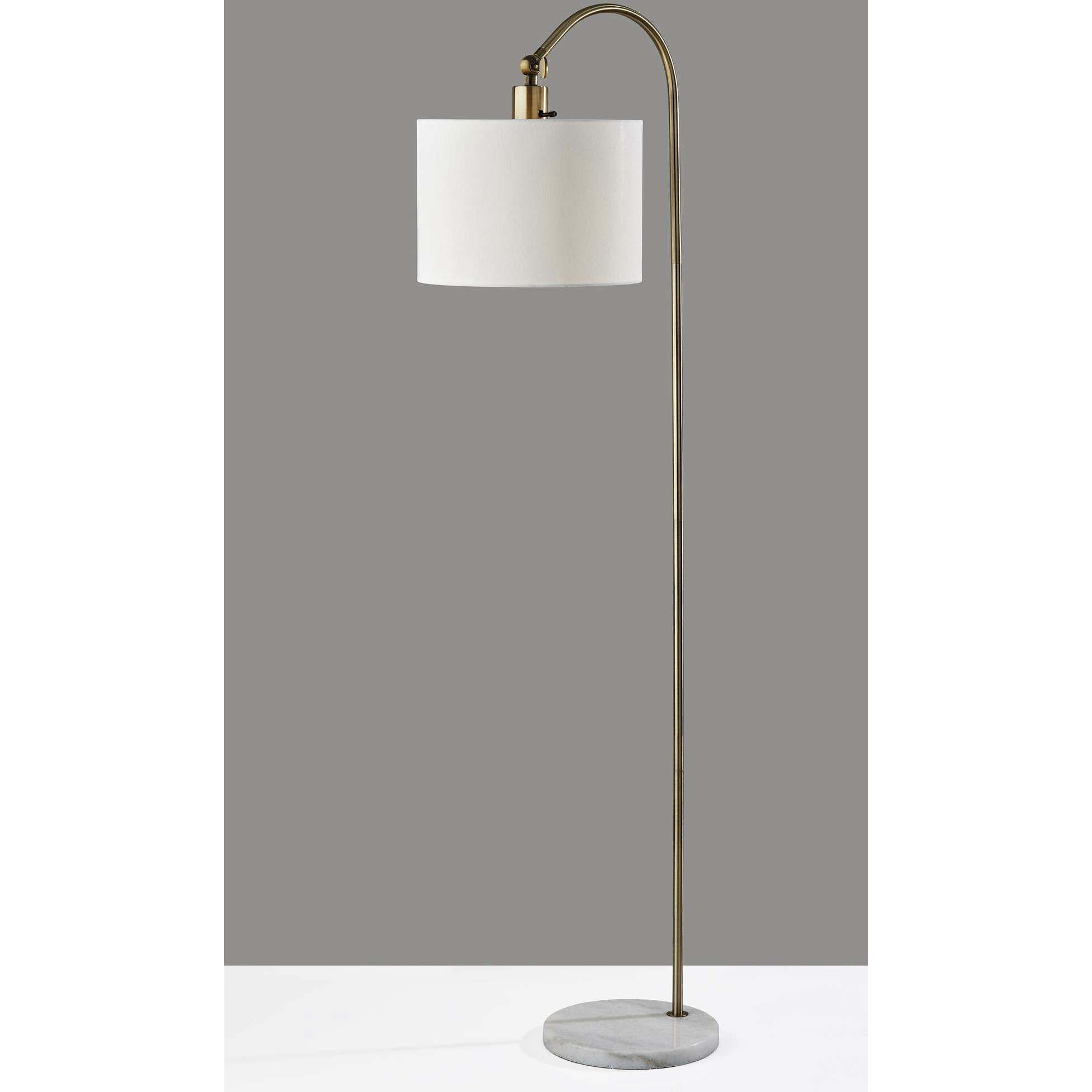 Meredith 59 inch 150.00 watt Antique Brass Floor Lamp Portable Light