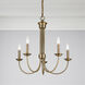Estate 5 Light 25 inch Antique Brass Chandelier Ceiling Light