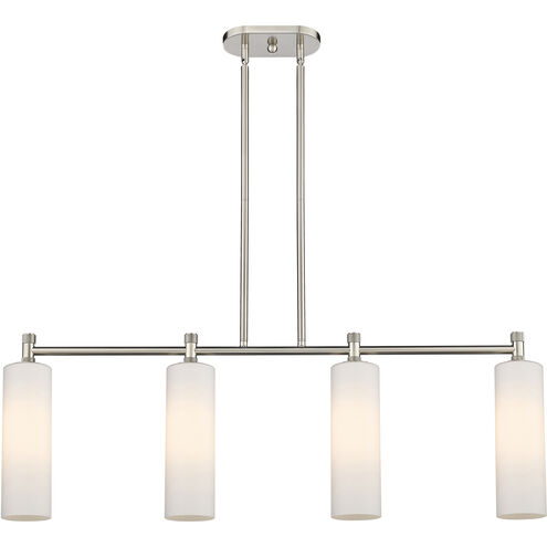 Downtown Urban Crown Point Island Light Ceiling Light in Satin Nickel, Matte White