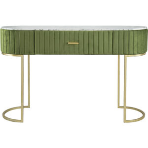 Pleated 47 X 17 inch Green and Gold and White Console Table