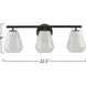 Brooke 3 Light 22.5 inch Black Bathroom Vanity Wall Light