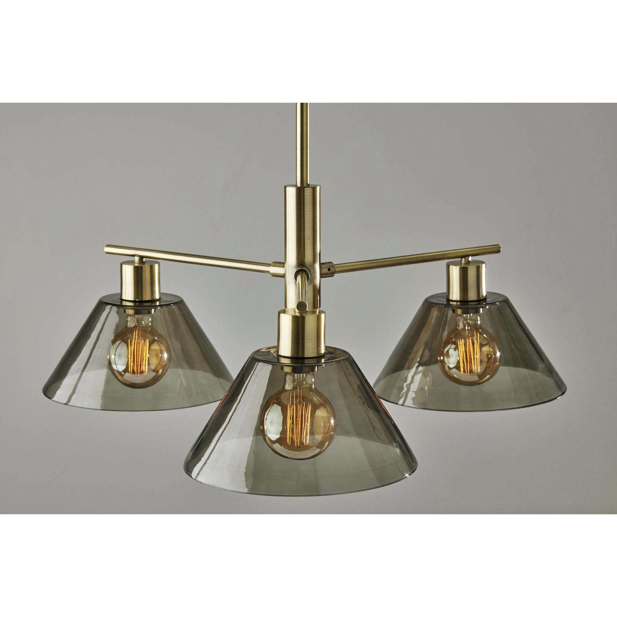 Zoe 3 Light 25.5 inch Antique Brass Chandelier Ceiling Light
