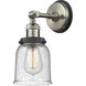 Bell Sconce Wall Light in Seedy Glass, Brushed Satin Nickel/Matte Black