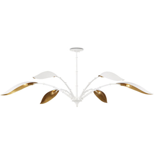 Yuriko 6 Light 66.75 inch Gesso White and Contemporary Gold Leaf Chandelier Ceiling Light