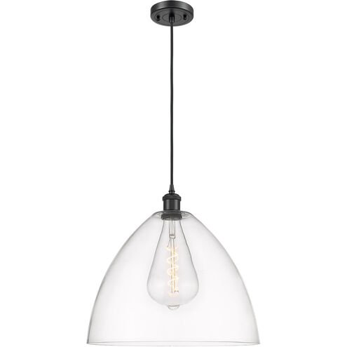 Ballston Dome 1 Light 16 inch Matte Black Pendant Ceiling Light in Clear Glass