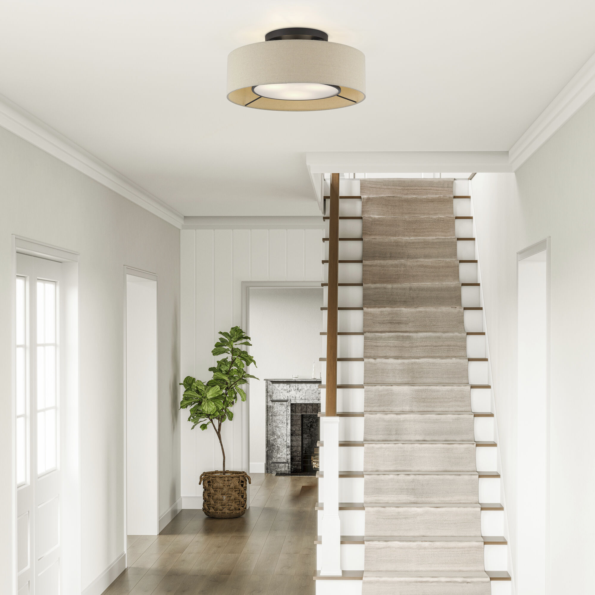 Ellsworth 3 Light 17 inch Bronze Semi Flush Mount Ceiling Light, Large