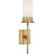 Ray Booth Beza LED 5.25 inch Antique Brass Tail Sconce Wall Light in White Glass, Medium