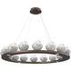 Cabochon LED Burnished Bronze with White Marble Chandelier Ceiling Light in 2700K LED, Opal White