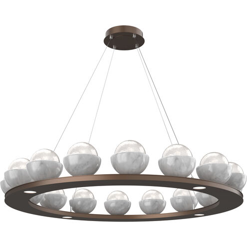 Cabochon LED Burnished Bronze with White Marble Chandelier Ceiling Light in 2700K LED, Opal White