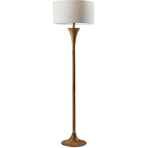 Rebecca 60 inch 100.00 watt Natural Rubberwood with Antique Brass Accent Floor Lamp Portable Light