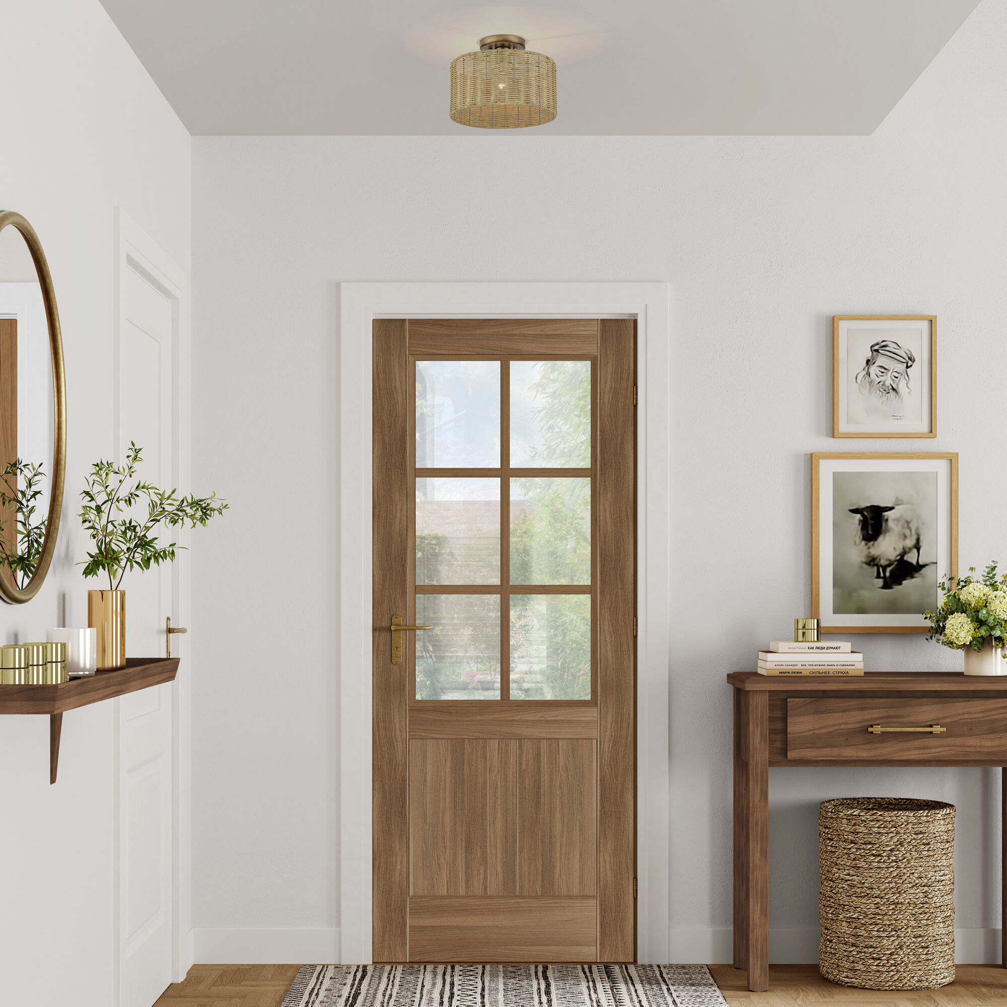 Weavington 1 Light 12 inch Antique Gold Leaf Semi Flush Mount Ceiling Light, Medium