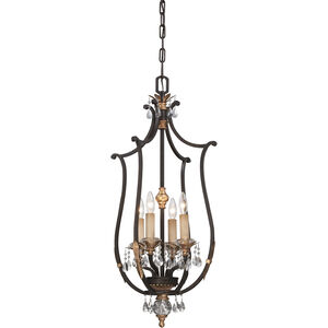 Bella Cristallo 4 Light 17 inch French Bronze with Gold Pendant Ceiling Light