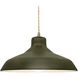 Radiance 1 Light 15.5 inch Matte Green and Antique Brass Pendant Ceiling Light