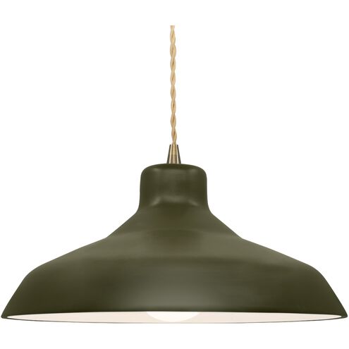Radiance 1 Light 15.5 inch Matte Green and Antique Brass Pendant Ceiling Light