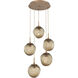 Aster LED LED Novel Brass Chandelier Ceiling Light, Round Multi-Pendant