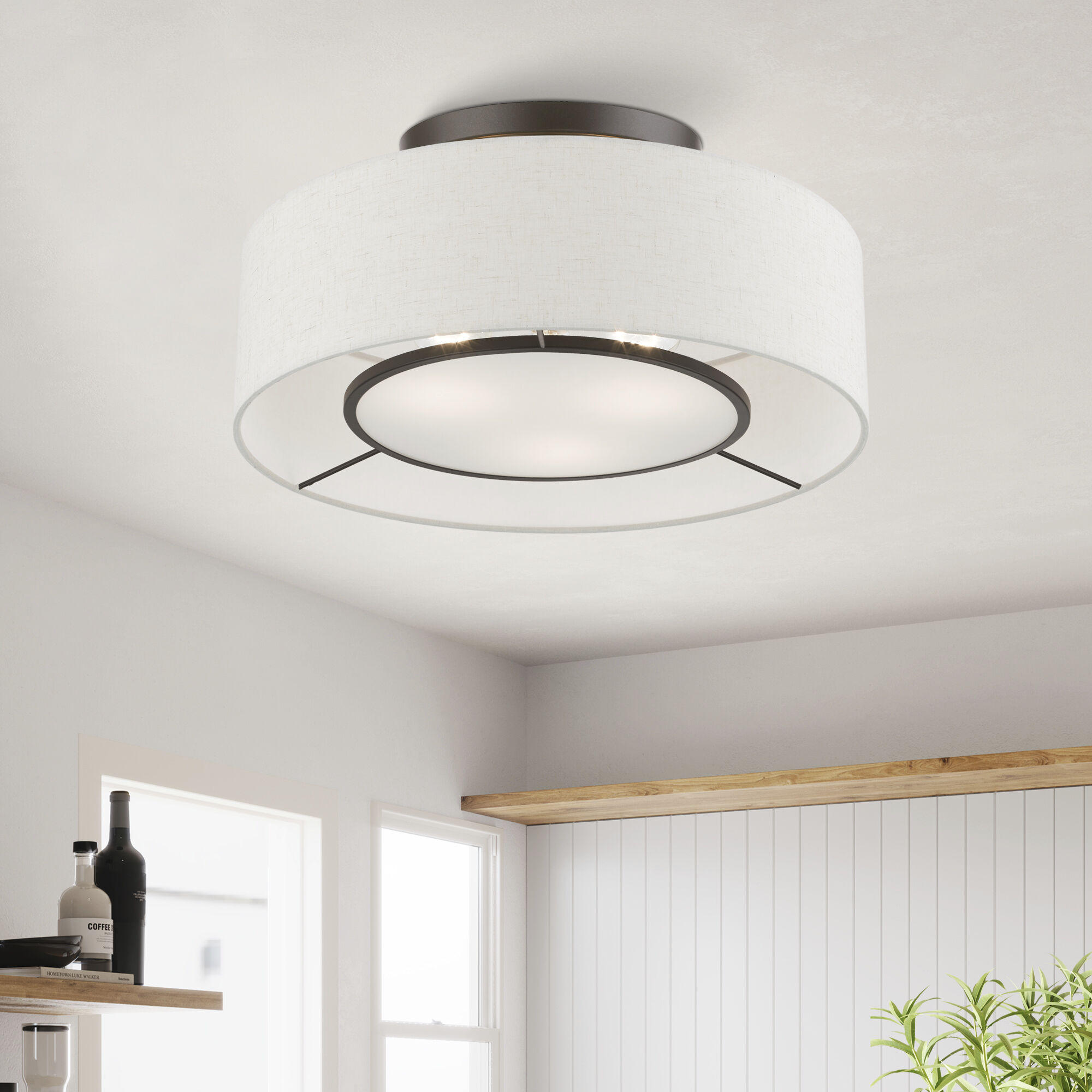 Ellsworth 3 Light 17 inch English Bronze Semi-Flush Ceiling Light