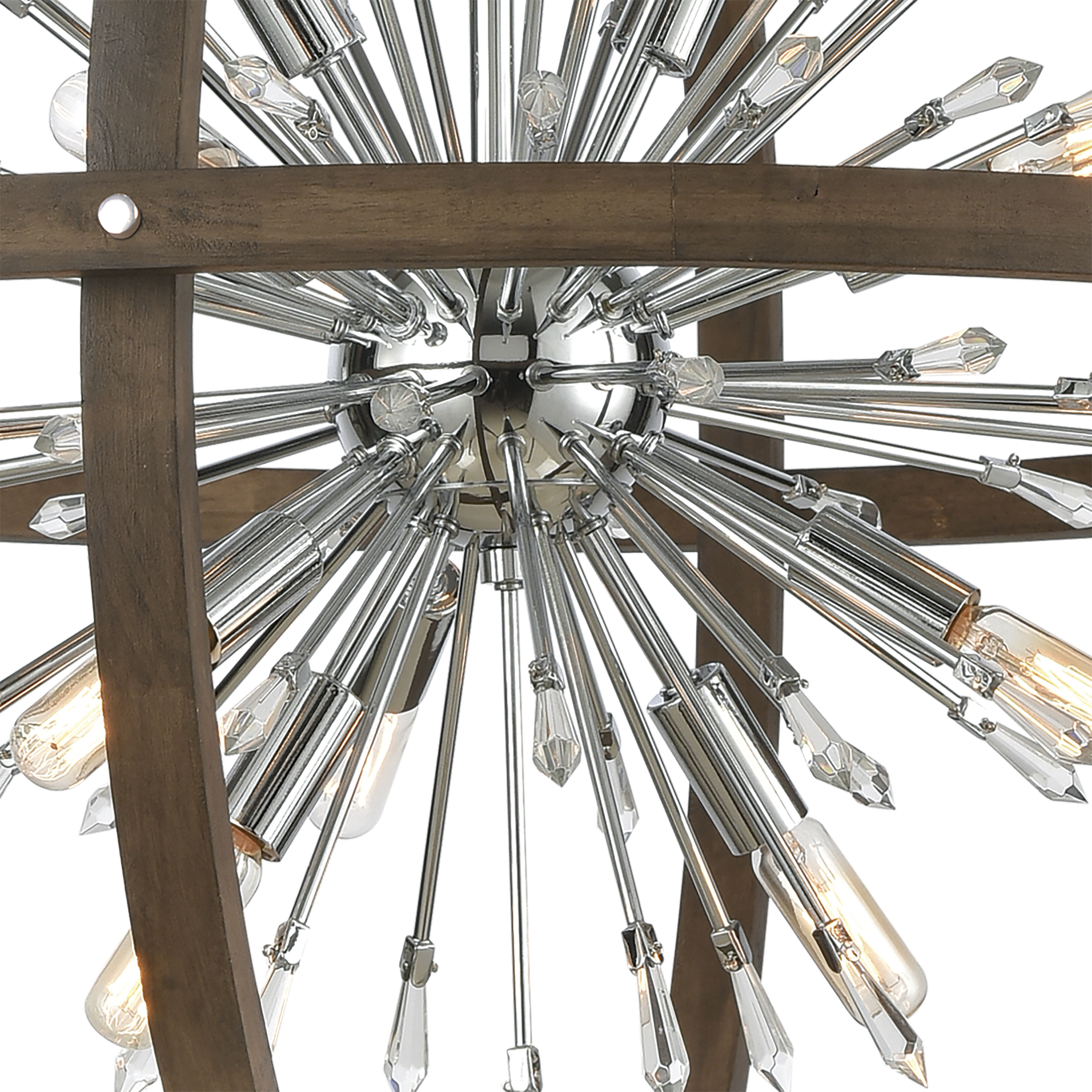 Morning Star 6 Light 19.5 inch Aged Fir with Chrome Chandelier Ceiling Light