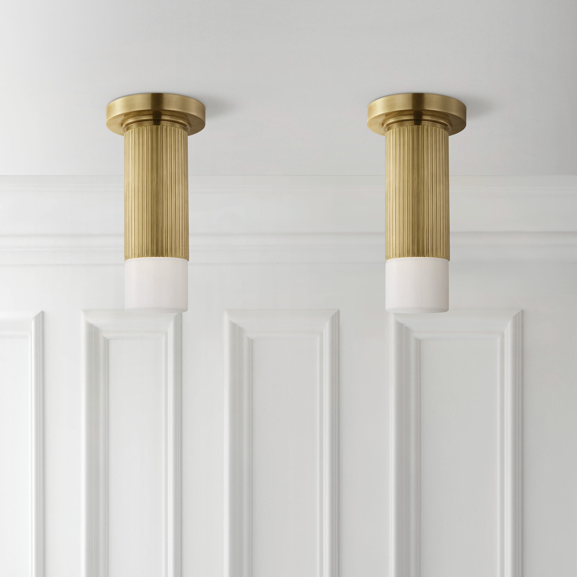 Thomas O'Brien Ace LED 3.5 inch Hand-Rubbed Antique Brass Monopoint Flush Mount Ceiling Light