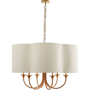 Laconia 6 Light 37 inch Natural and Antique Brass Chandelier Ceiling Light