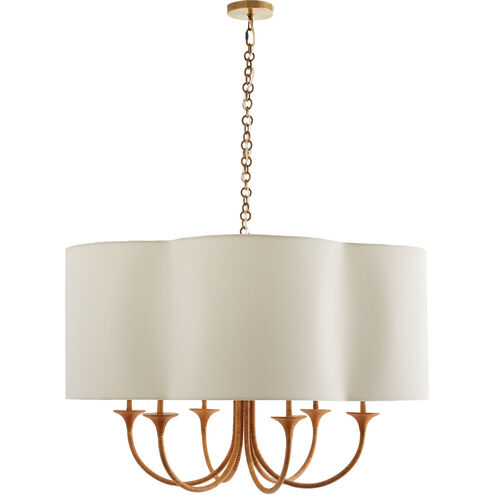 Laconia 6 Light 37 inch Natural and Antique Brass Chandelier Ceiling Light