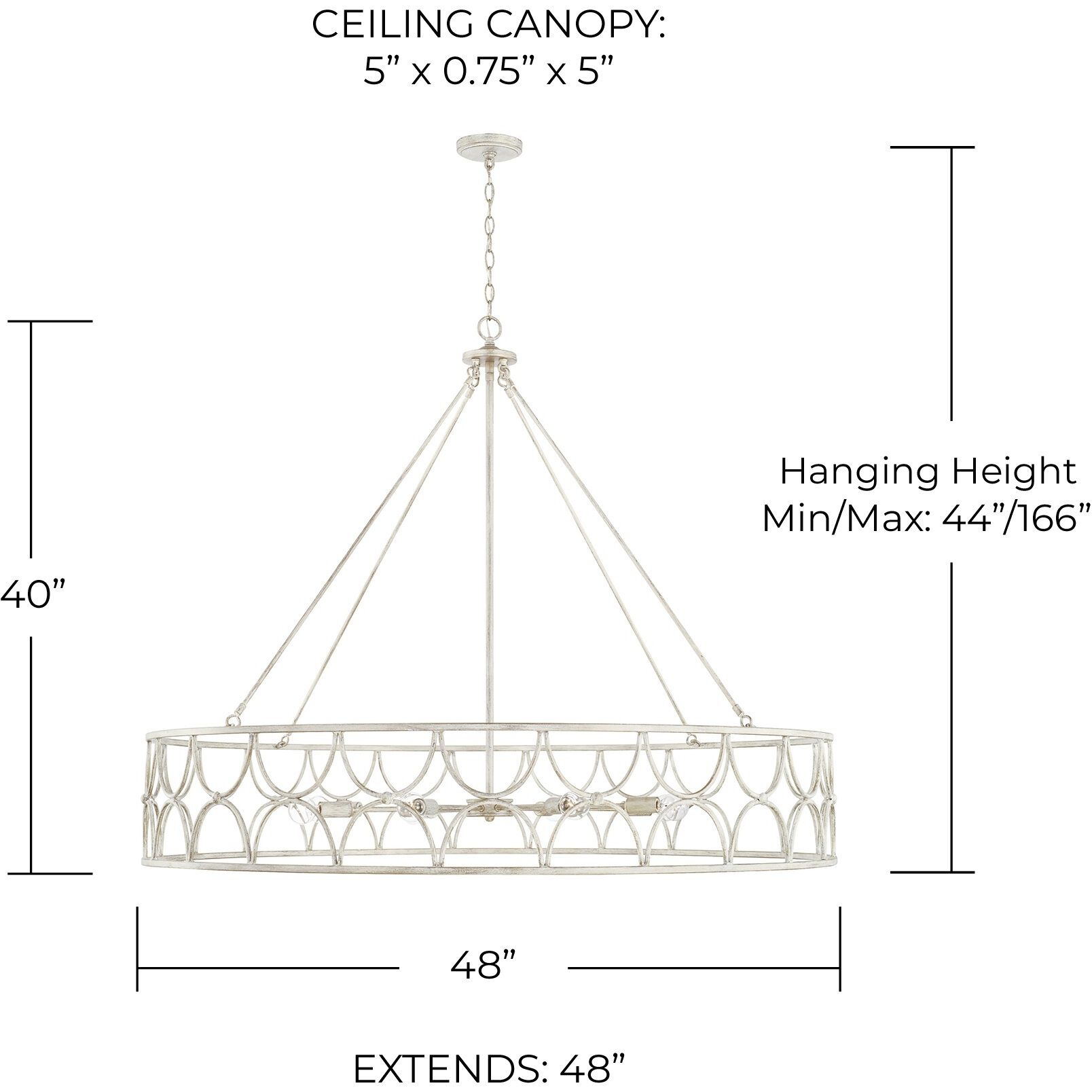 Ricci 8 Light 48 inch Winter White Chandelier Ceiling Light 