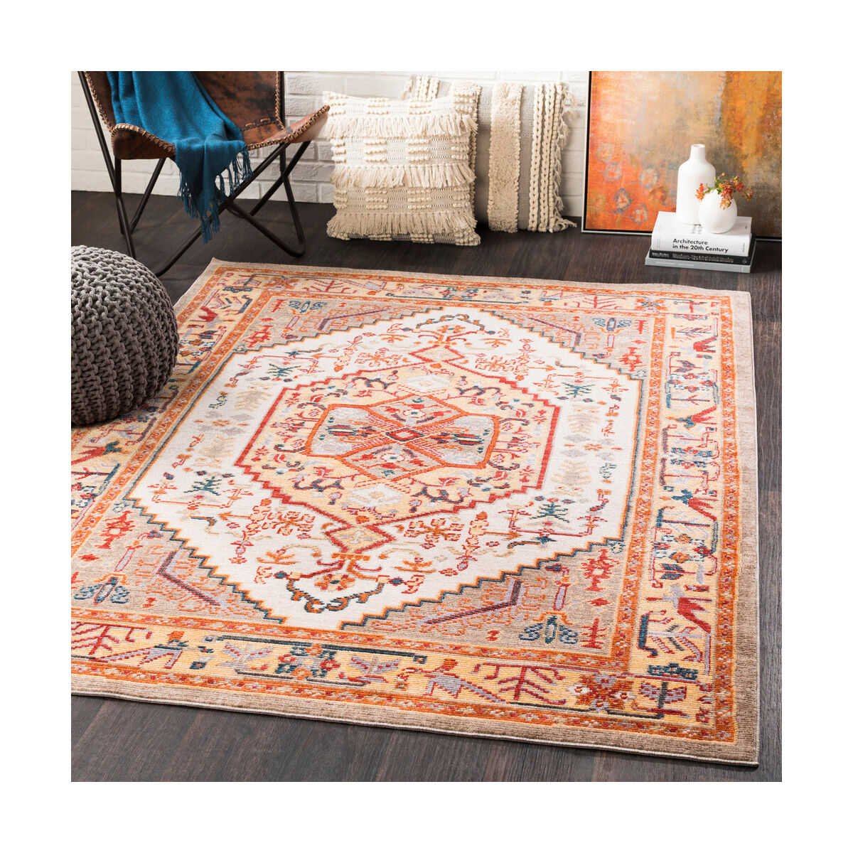 Patina 34 X 24 inch Taupe/Blush/Burnt Orange/Butter/Bright Red/Navy Rugs, Rectangle