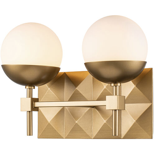 Deco 2 Light 14.5 inch Laquered Gold Bath Bar Wall Light