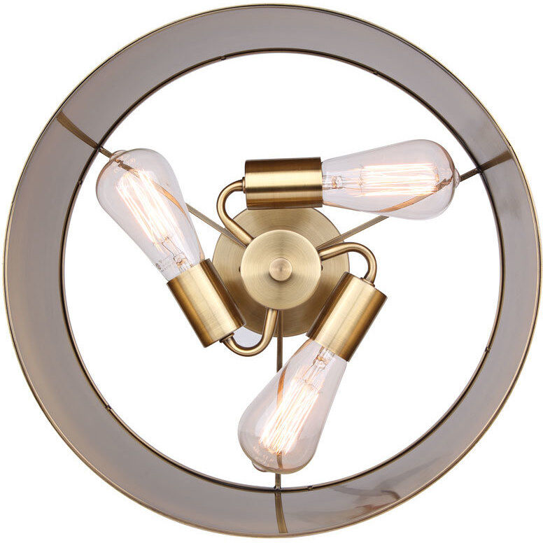 Lola 3 Light 15 inch Gold Semi Flush Ceiling Light