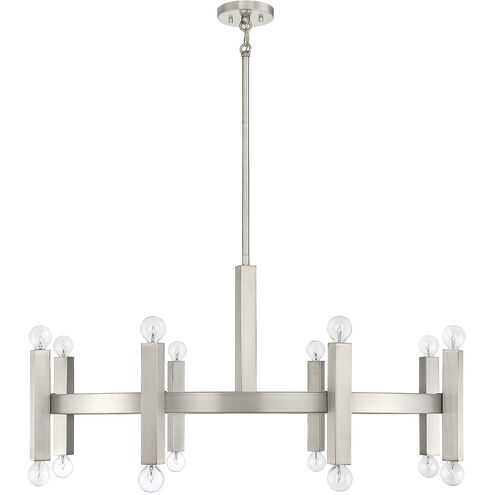 Contemporary 16 Light 40.5 inch Brushed Nickel Chandelier Ceiling Light