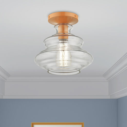 Everett 1 Light 9 inch Shiny Orange Semi-Flush Ceiling Light
