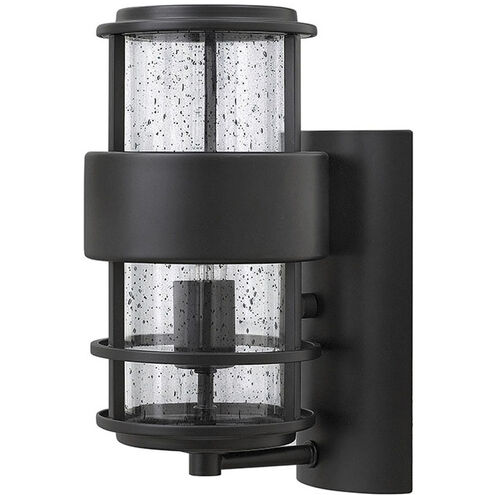 Saturn LED 12 inch Satin Black Outdoor Wall Mount Lantern, Small