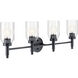 Madden 4 Light 34 inch Black Wall Mount Bath Wall Light, 4 Arm