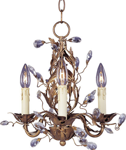 Elegante 3 Light 14 inch Etruscan Gold Mini Chandelier Ceiling Light
