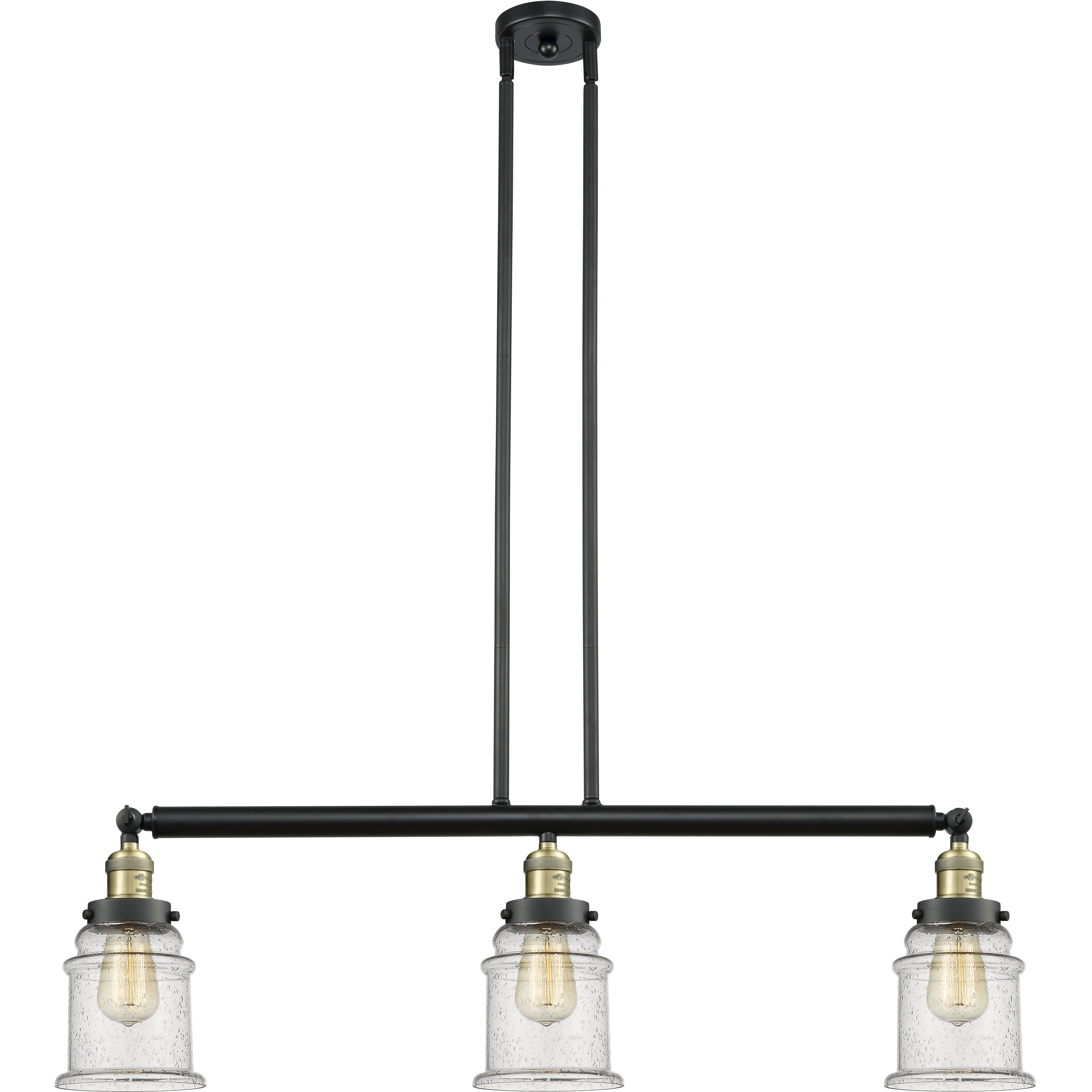 Franklin Restoration Canton LED 39 inch Black Antique Brass Island Light Ceiling Light in Seedy Glass, Franklin Restoration