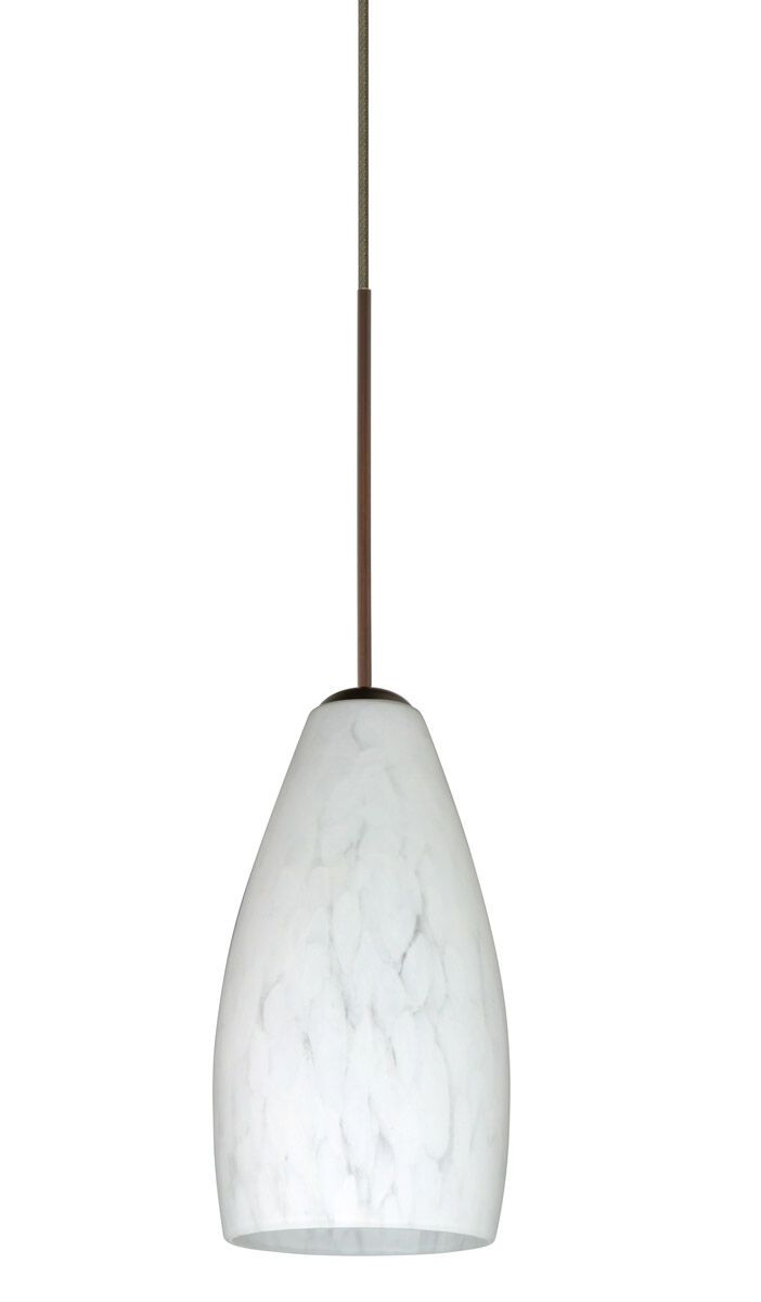 Karli LED Bronze Pendant Ceiling Light in Carrera Glass