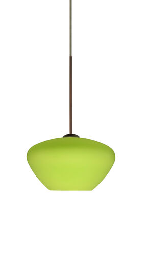 Peri LED Bronze Pendant Ceiling Light in Chartreuse Glass