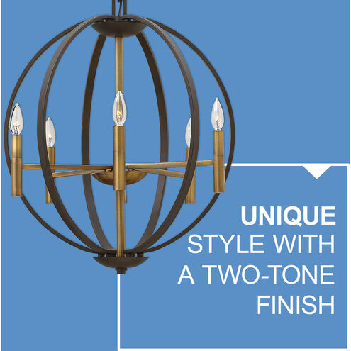 Euclid 6 Light 21.25 inch Spanish Bronze with Heirloom Brass Indoor Chandelier Ceiling Light
