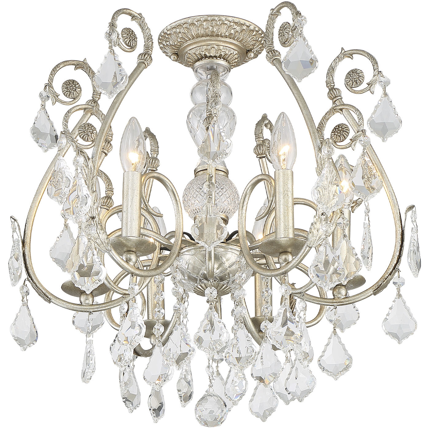 Regis 6 Light 20 inch Olde Silver Semi Flush Ceiling Light