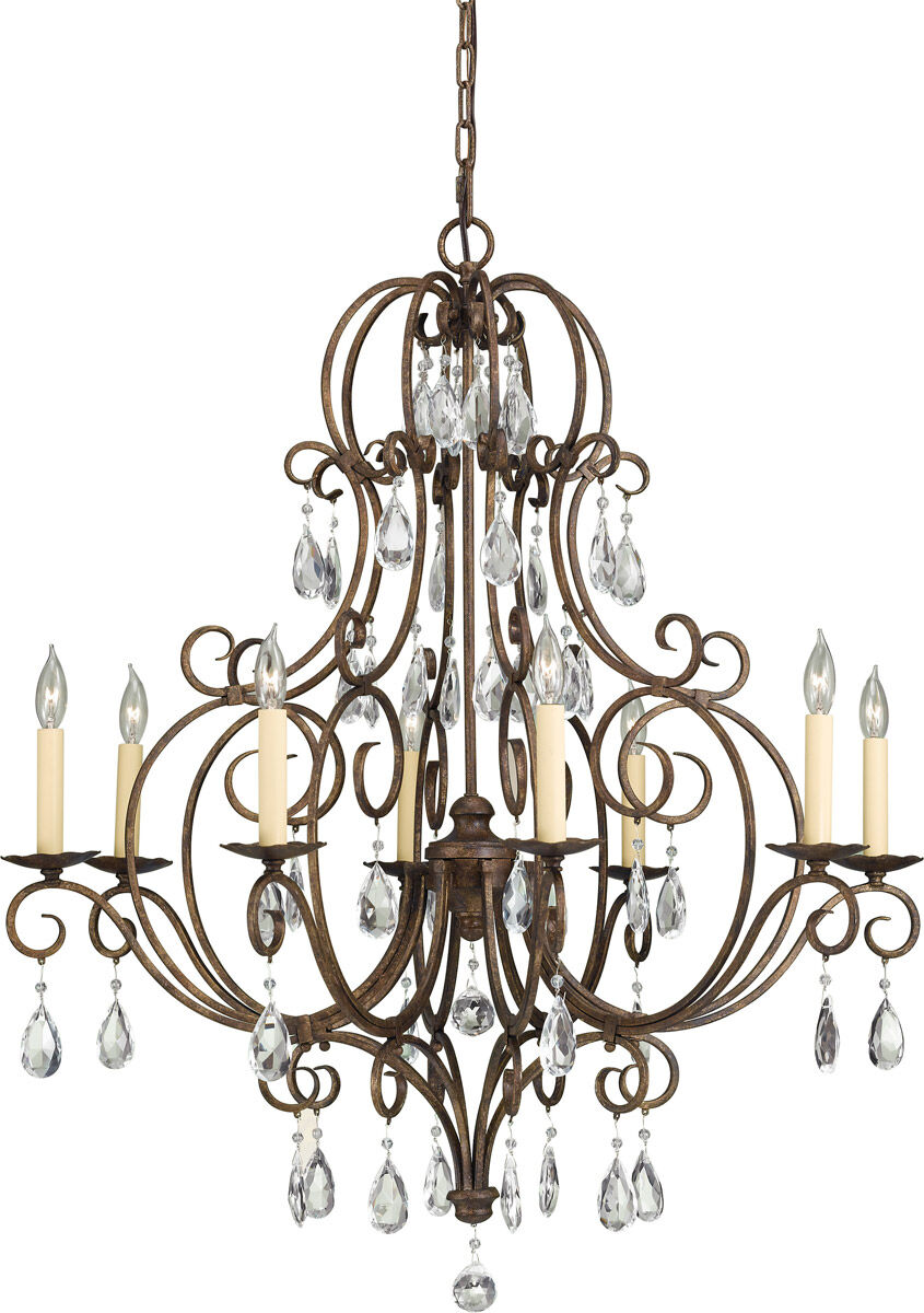 Chateau 8 Light 32 inch Mocha Bronze Chandelier Ceiling Light, Medium