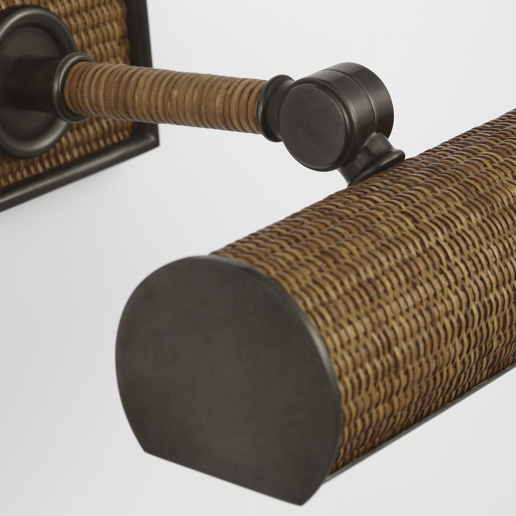 Chapman & Myers Halwell 8 watt 8 inch Bronze and Natural Woven Rattan Picture Light Wall Light