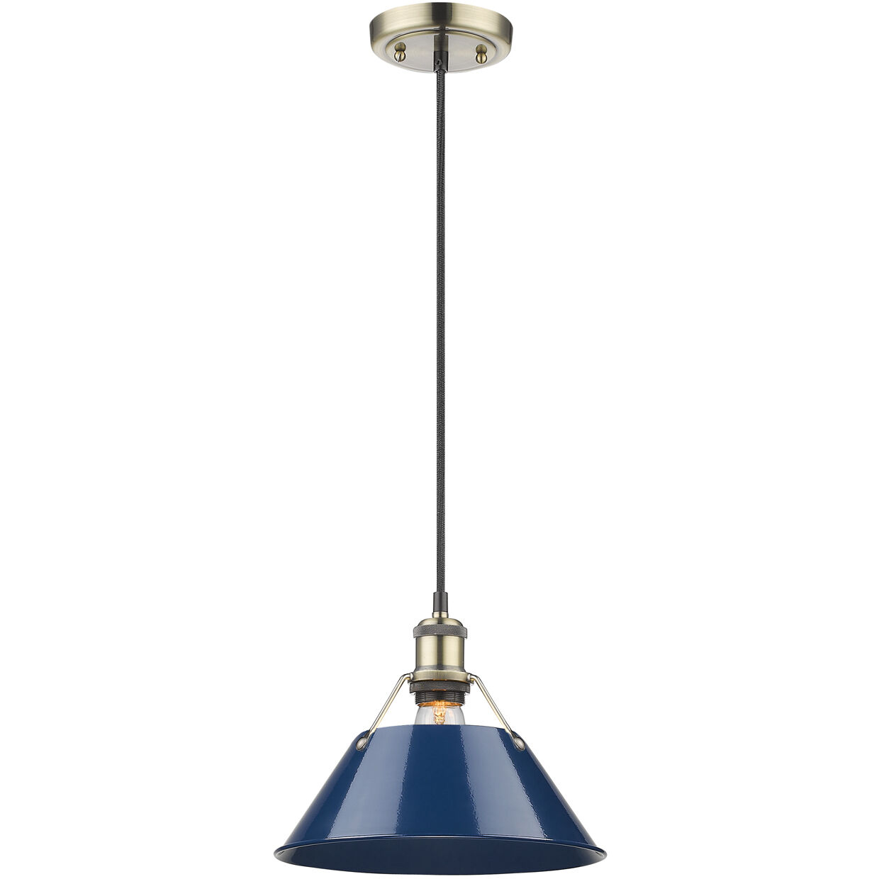 Yep Orwell 1 Light 10 inch Aged Brass Pendant Ceiling Light in Navy, Medium