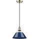 Yep Orwell 1 Light 10 inch Aged Brass Pendant Ceiling Light in Navy, Medium