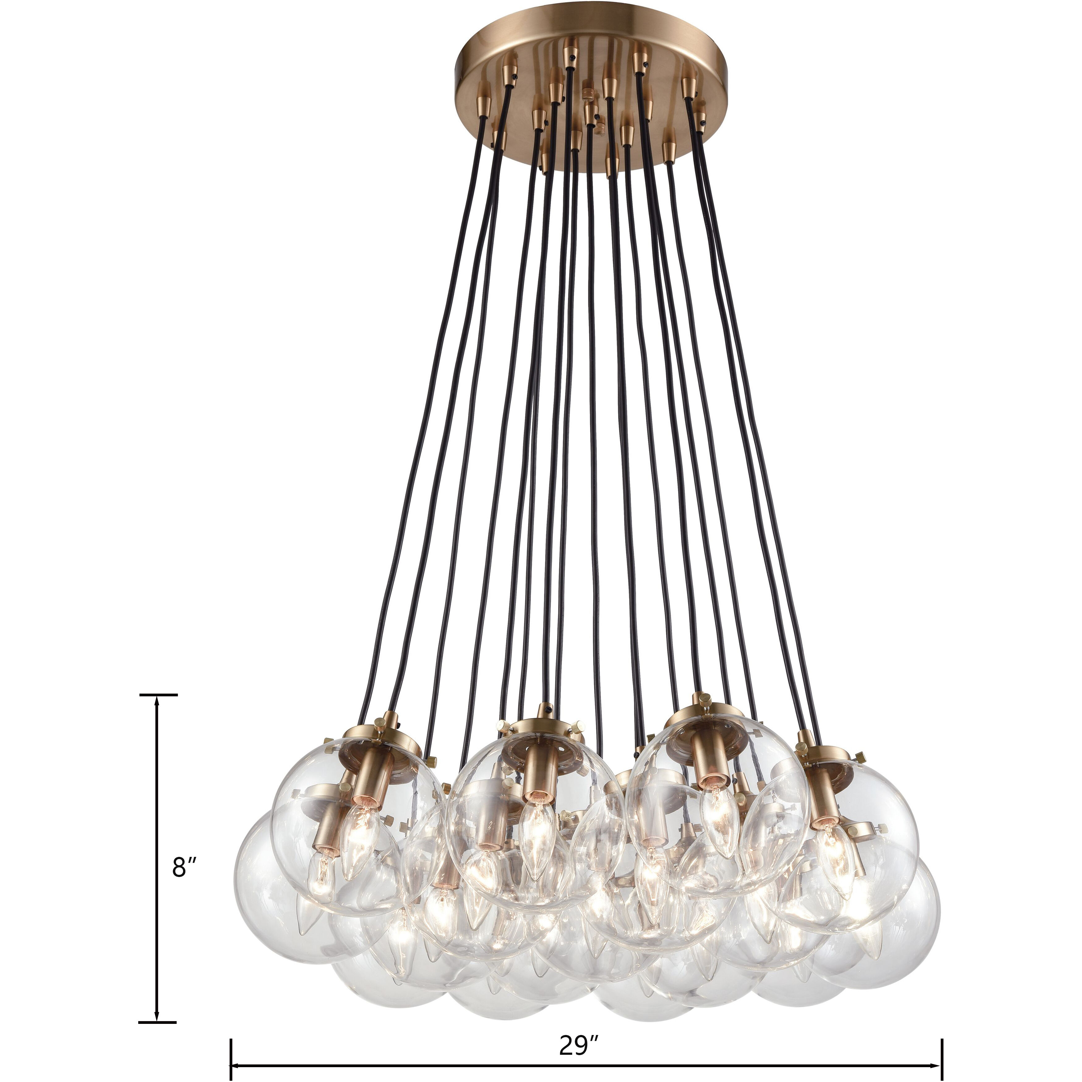 Boudreaux 17 Light 29 inch Antique Gold with Matte Black Chandelier Ceiling Light