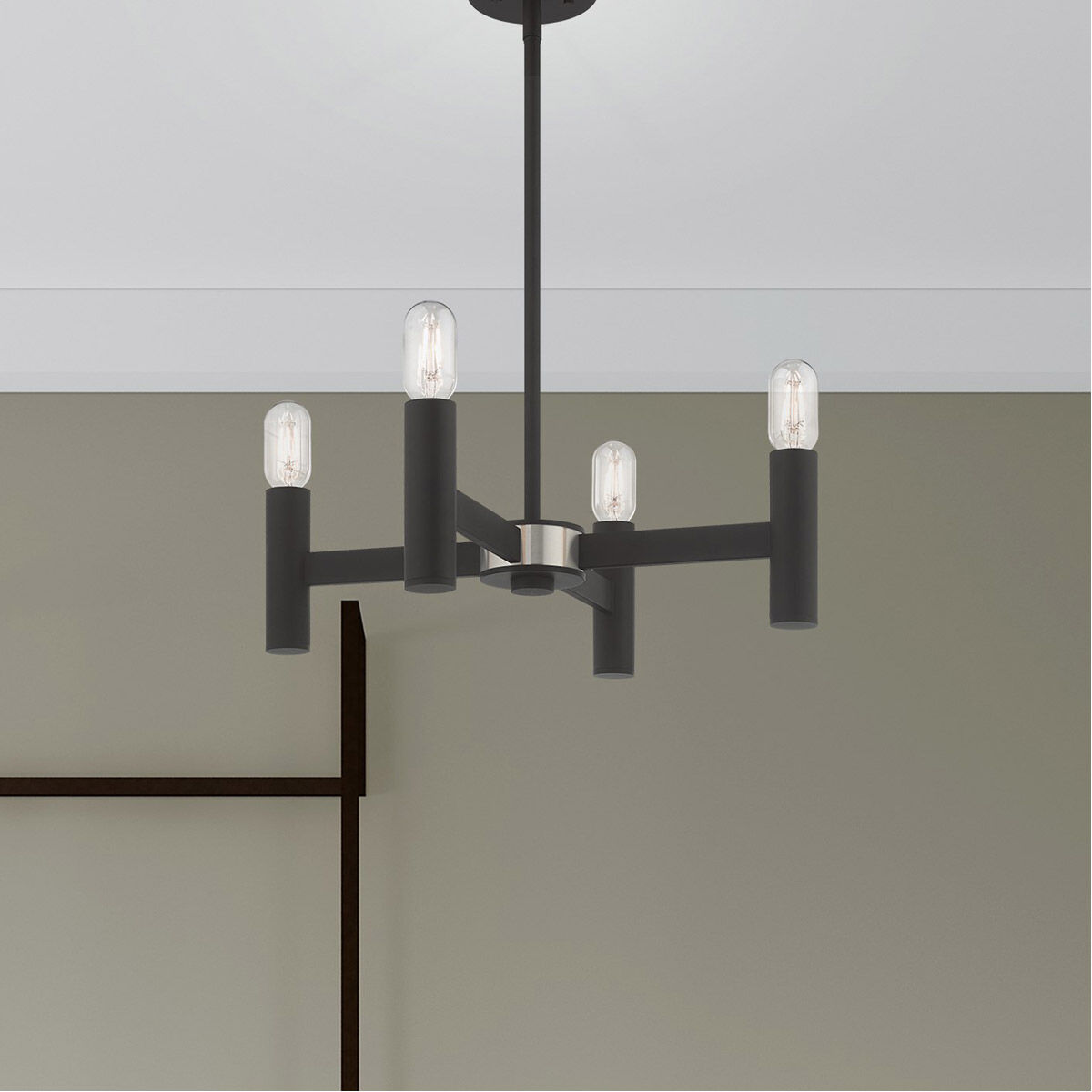 Copenhagen 4 Light 20 inch Black Mini Chandelier Ceiling Light