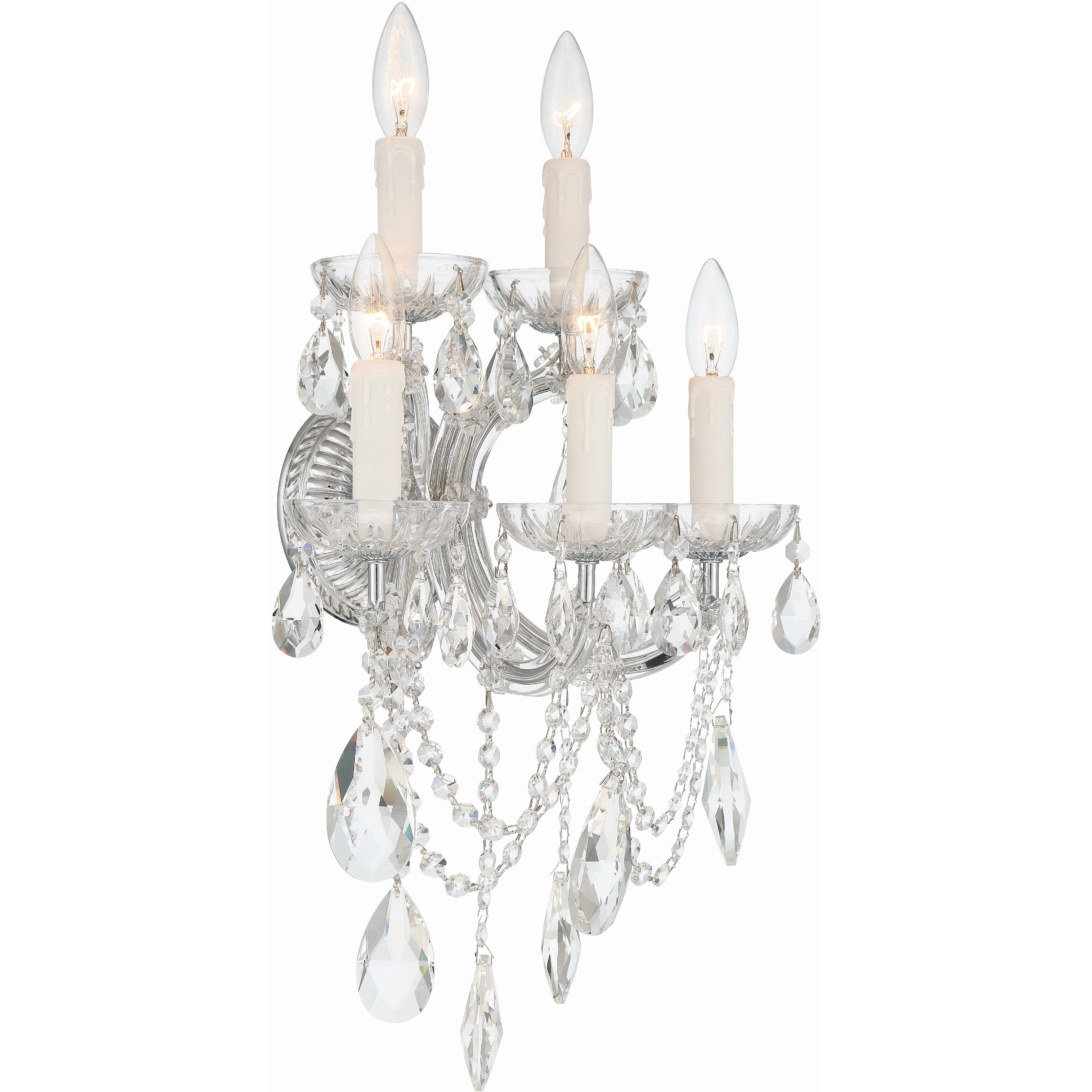 Maria Theresa Sconce Wall Light in Clear Swarovski Strass, Polished Chrome