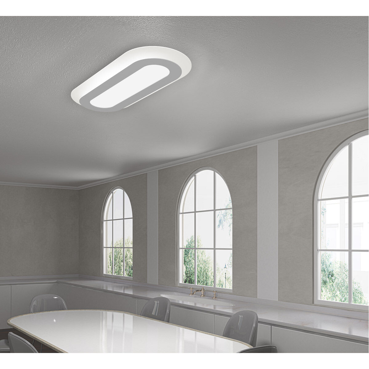Offset LED 16 inch Textured White Surface Mount Ceiling Light