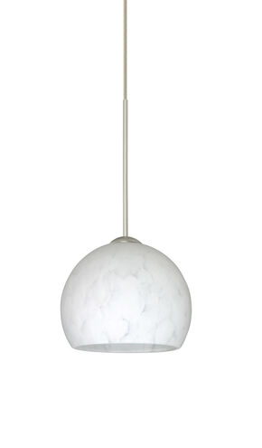 Palla 1 Light Satin Nickel Pendant Ceiling Light in Carrera Glass, Halogen