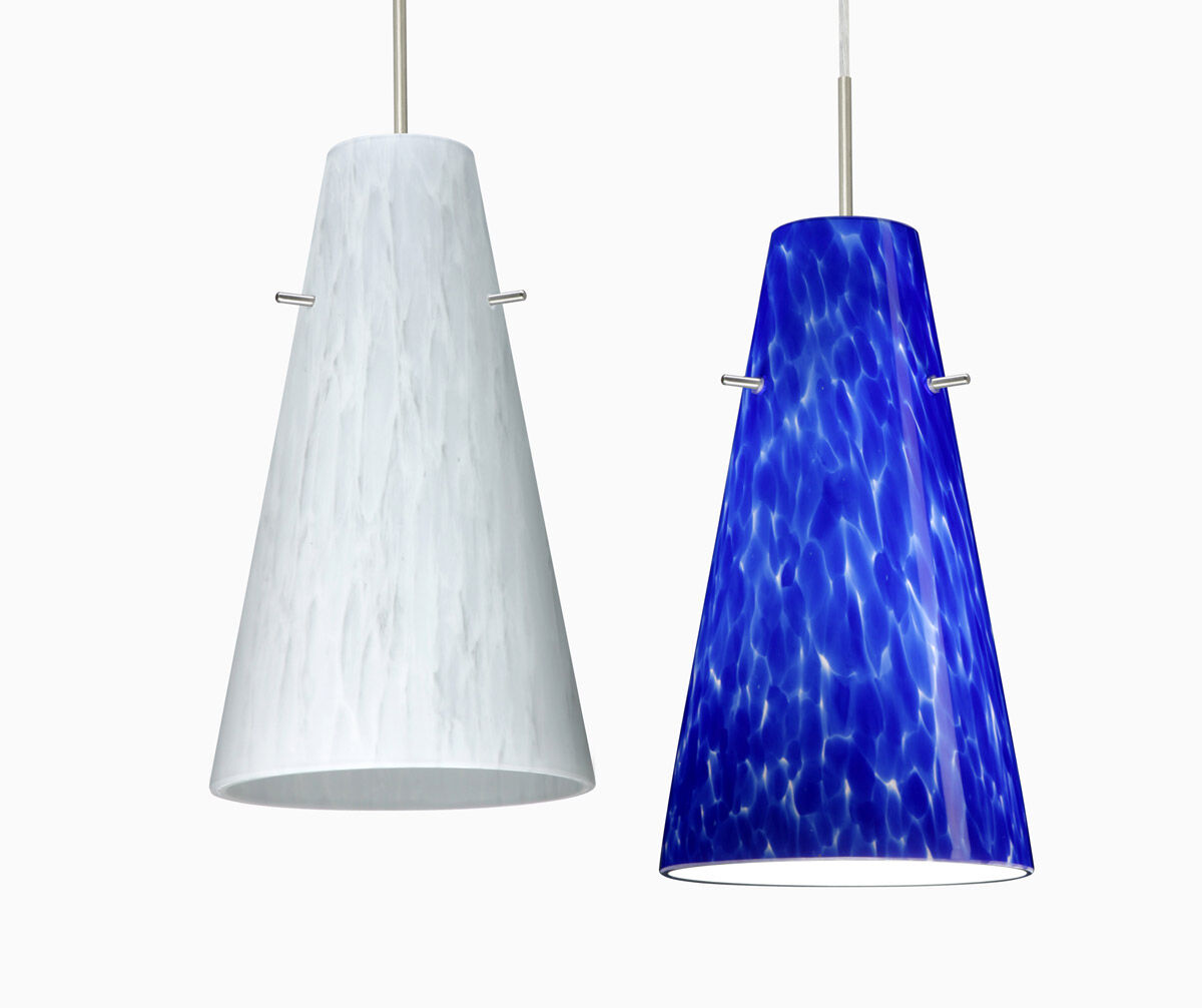 Cierro LED Satin Nickel Pendant Ceiling Light in Chartreuse Glass